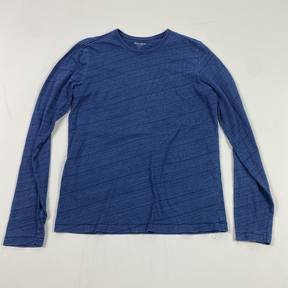 Bonobos Shirt Mens Medium‎ Blue Long Sleeve Crewneck Standard Fit Cotton